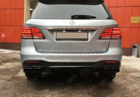 Mercedes-Benz GLE-Klasse W166 2015 - 2018 Диффузор черный заднего бампера с хром насадками на глушитель 6.3 AMG