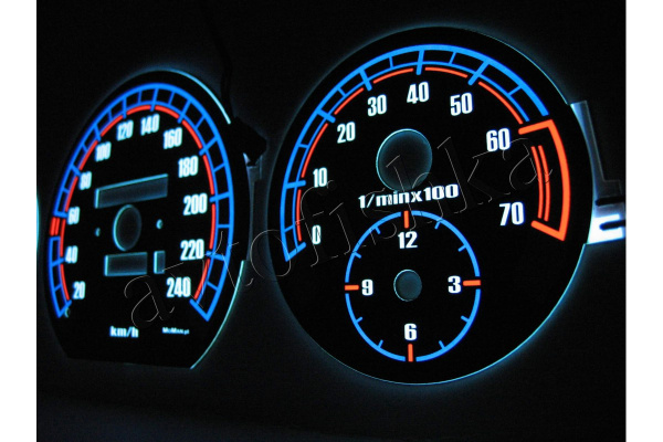 Mercedes 190 W201 светодиодные шкалы (циферблаты) на панель приборов - дизайн 3