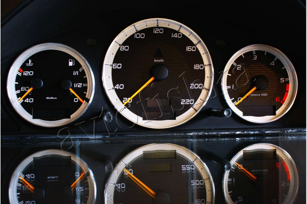 Mercedes W210 E (95 - 03) светодиодные шкалы (циферблаты) на панель приборов - дизайн 1