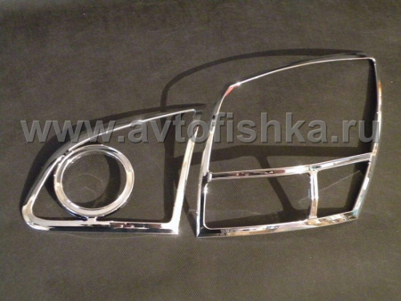 Nissan Qashqai (06-) пластиковые хромированные рамки задних фонарей, комплект 2 шт.