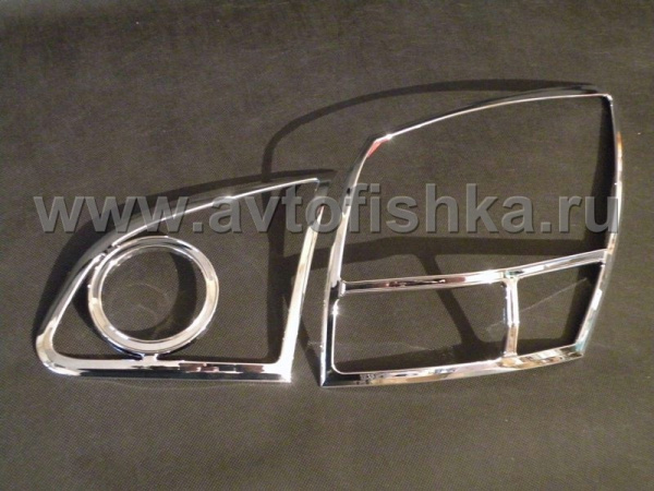 Nissan Qashqai (06-) пластиковые хромированные рамки задних фонарей, комплект 2 шт.