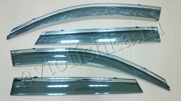 Toyota Land Cruiser Prado (03–09) Дефлекторы боковых окон с нерж. молдингом, OEM стиль