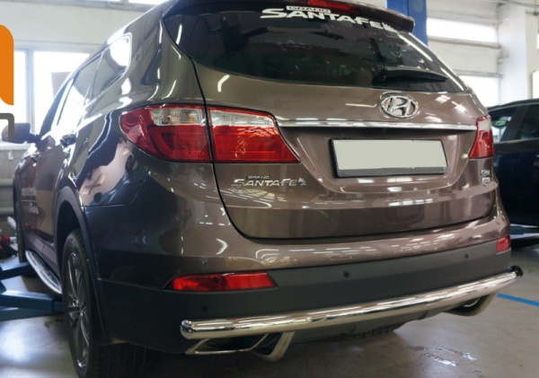 Hyundai Grand Santa Fe (13–) Защита заднего бампера одинарная d 60 мм, нерж.