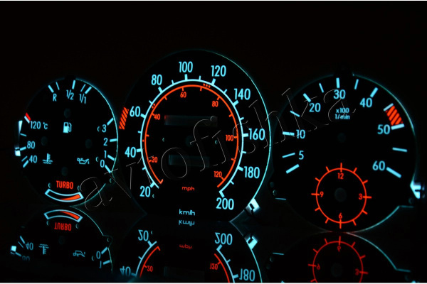 Mercedes W123 светодиодные шкалы (циферблаты) на панель приборов - дизайн 1