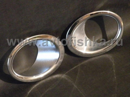 Nissan Qashqai (06-10) хромированные накладки на противотуманные фары переднего бампера, комплект 2 шт.