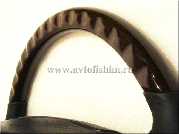 Mercedes W124, W126, W201, W140, W210 (96-99) руль кожаный классический, отделка - черная кожа с темным деревом орех