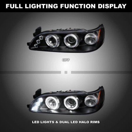 Toyota Corolla (92-97) AE100 фары передние линзовые черные со светящимися ободками