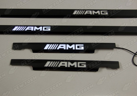 Mercedes-Benz G-Klasse W463 1990 - 2018 Накладки на пороги с подсветкой AMG черные новый дизайн