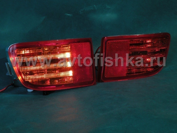 Toyota Land Cruiser Prado 120 (02-) фонари задние светодиодные красные, катафоты в задний бампер, габарит и противотуманка - сигнал, комплект 2 шт.