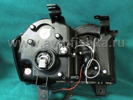 Jeep Grand Cherokee (04-07) фары передние линзовые хромированные, со светящимися ободками CCFL и светодиодами, комплект 2 шт.