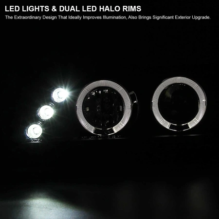 Toyota Corolla (92-97) AE100 фары передние линзовые черные со светящимися ободками