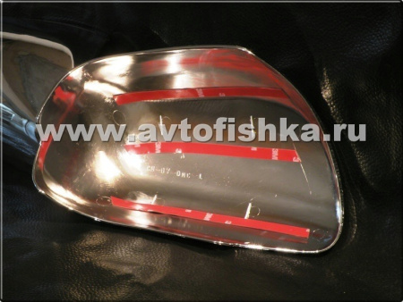 Toyota Camry 40 (06-09), Corolla, Vios, Yaris (06-) накладки на боковые зеркала дверей из нержавеющей стали, комплект 2 шт.