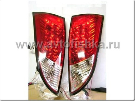 Ford Focus 1 (98-05) 5 дв. хэтчбек фонари задние светодиодные красно-хромированные, комплект 2 шт.
