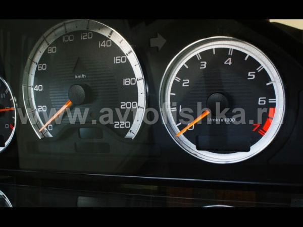 Mercedes W209 CLK после 2002 г. светящиеся шкалы приборов - накладки на циферблаты панели приборов, дизайн № 1