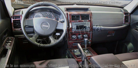 Декоративные накладки салона Jeep Liberty 2008-н.в. Полный универсальный набор