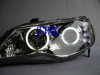 Honda Civic VIII (06-) передние фары линзовые хромированные, со светящимися ободками и светодиодной подсветкой, комплект 2 шт.