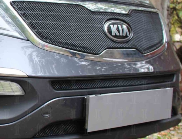 Kia Sportage (10–/14–) Защита радиатора Optimal, чёрная, низ