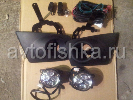 Mitsubishi L200 Triton (2009-) передние дневные ходовые фары вместо противотуманных фар, полный установочный комплект.