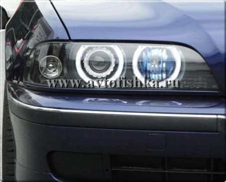 BMW 5 E39 (95-03) фары передние черные, со светящимися ободками, с мотором электрокорректора, комплект 2 шт.