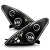 Toyota Celica 2000-2005 фары передние линзованные черные с ангельскими глазками и DRL ходовыми огнями