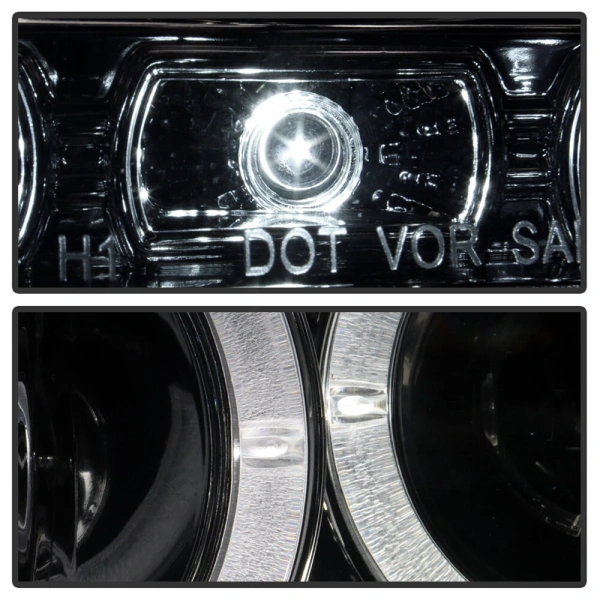 Nissan Pathfinder III, Navara (2005-2010) передние фары линзовые хром, с ДХО и ангельскими глазками