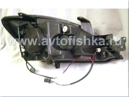 Mitsubishi Lancer 9 (03-07) фары передние линзовые хромированные, со светящимися ободками, комплект 2 шт.