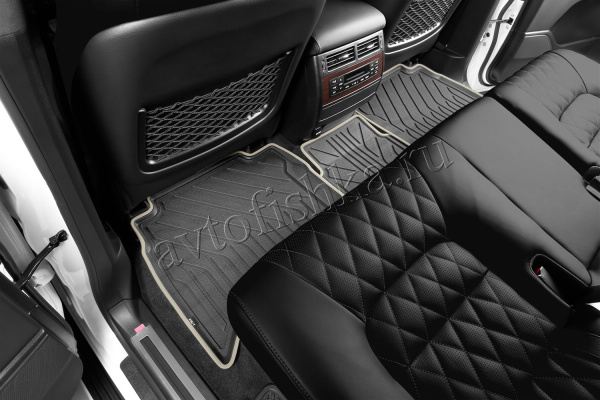 Toyota Land Cruiser (15–) Коврики 3D в салон, 5 шт. (полистар, коврик серый, кант бежевый)