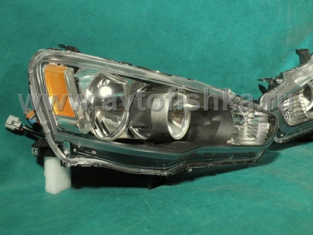 Mitsubishi Lancer 10 (07-) фары передние черные, под корректор, комплект 2 шт.