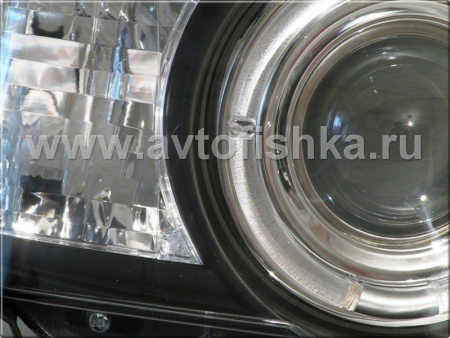 BMW X5 (1998-2003) фары передние линзовые черные, со светящимися ободками, комплект 2 шт.
