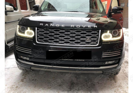 Land Rover Range Rover 4 поколение 2012 - 2017 Решетка радиатора хром с черными жабрами стиль 2018 Range Rover Vogue.