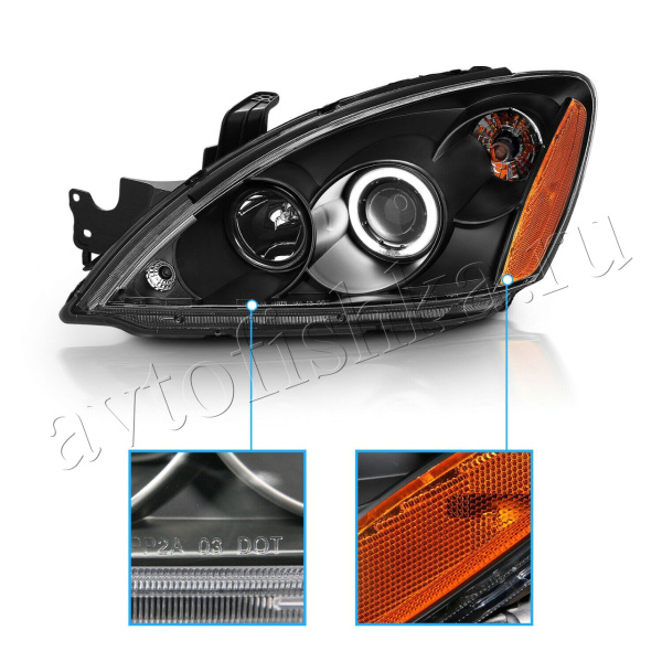 Mitsubishi Lancer 9 (03-07) фары передние линзовые черные, комплект 2 шт.