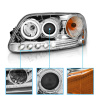 Ford Expedition (96-03) фары передние линзовые хромированные, со светящимися ободками и светодиодной подсветкой, комплект 2 шт.