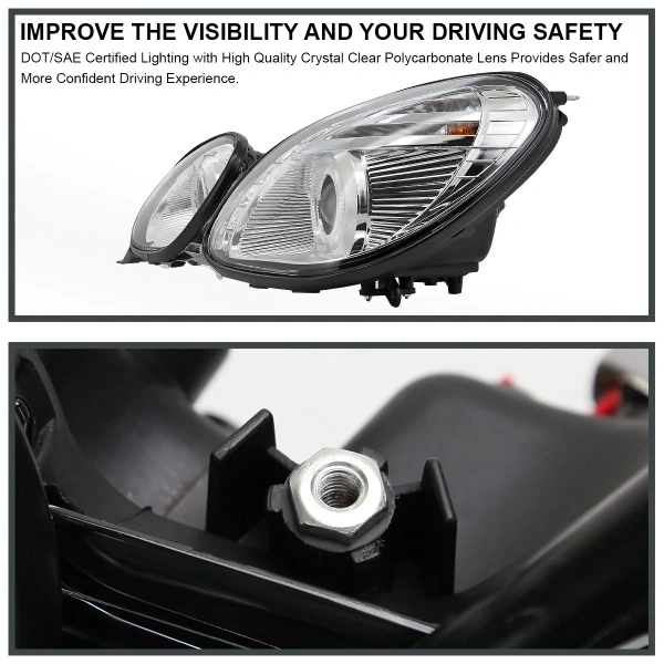 Lexus GS300, GS400, GS430, Toyota Aristo (97-05) фары передние линзовые хромированные со светящимися ободками и DRL подсветкой, комплект 2 шт.