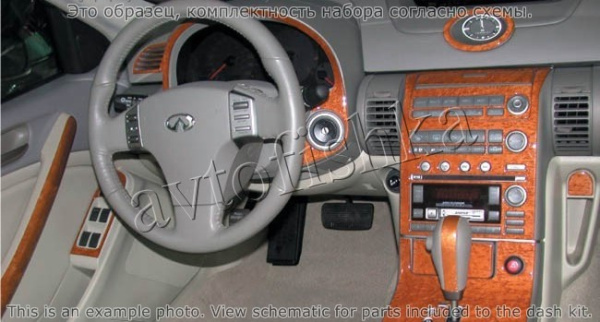 Декоративные накладки салона Infiniti G35 2002-2004 полный набор, 4 двери, без навигации система