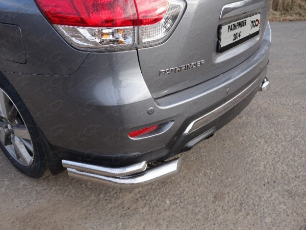 Nissan Pathfinder (14–) Защита задняя (уголки двойные) 76,1/42,4 мм