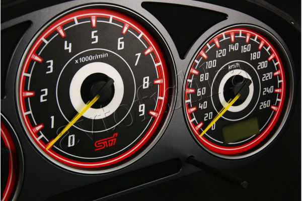 Subaru Impreza 2000-2007 светодиодные шкалы (циферблаты) на панель приборов - дизайн 2