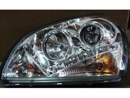 Hyundai Tucson (04-) фары передние линзовые хромированные со светодиодной подсветкой DRL