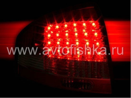 Audi A6 (97-04) задние светодиодные фонари красно-белые, комплект 2 шт.