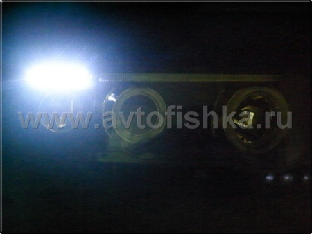 BMW X5 (98-03) фары передние линзовые хромированные, со светящимися ободками, с белыми поворотниками, комплект 2 шт.
