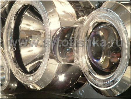 Nissan Tiida (04-) фары передние линзовые хромированные, комплект 2 шт.