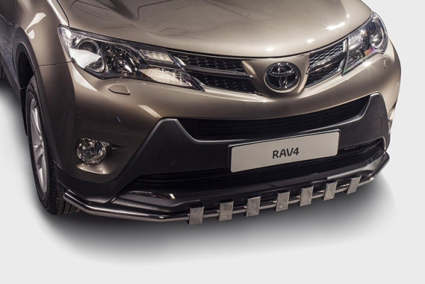 Toyota RAV4 (13–) Защита переднего бампера с декоративными элементами 42 мм