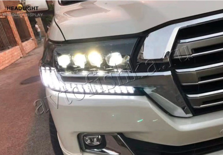 Toyota Land Cruiser FJ200 (15–) передние светодиодные фары | бегущий поворотник | LED