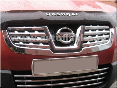 Nissan Qashqai (06-) накладки решетки радиатора хромированные, комплект 10 шт.
