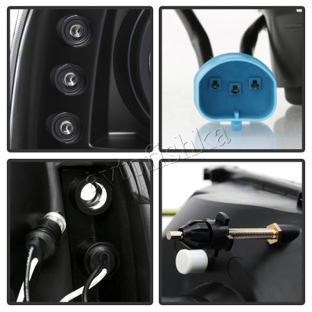 Ford Excursion (00-05) фары передние линзовые черные со светящимися ободками, со светодиодной подсветкой, комплект 2 шт.