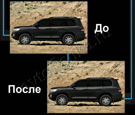 Toyota Land Cruiser 200 (08-) молдинги нижней кромки окон из полированной нержавеющей стали, комплект 6 шт.