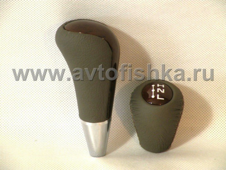 Toyota Land Cruiser 100 VXR (03-07), Lexus LX470 ручки на рычаги переключения передач АКПП, темное дерево - серая кожа, под ступенчатый селектор, без фиксатора