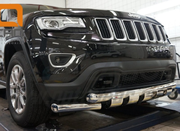 Jeep Grand Cherokee (11–/13–) Защита переднего бампера двойная Shark d 76 мм, нерж.