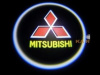 Лазерная подсветка Welcome со светящимся логотипом Mitsubishi в черном металлическом корпусе, комплект 2 шт.
