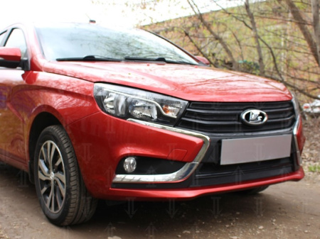 LADA (ВАЗ) Vesta (15–) Защита радиатора, чёрная, верх (4 части)