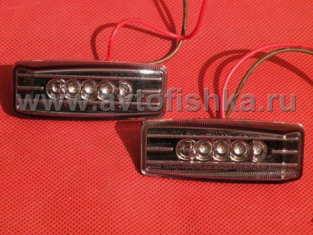 Mercedes W124, W140 повторители поворотов светодиодные тонированные, на передние крылья, комплект 2 шт.